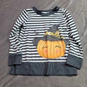 Sunshine Swing Kids Halloween Pumpkin Witch Hat Striped Long Sleeve Top Size 6